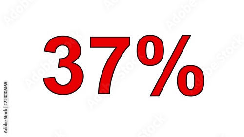 Red 37 percent discount sign isolated on a white background.