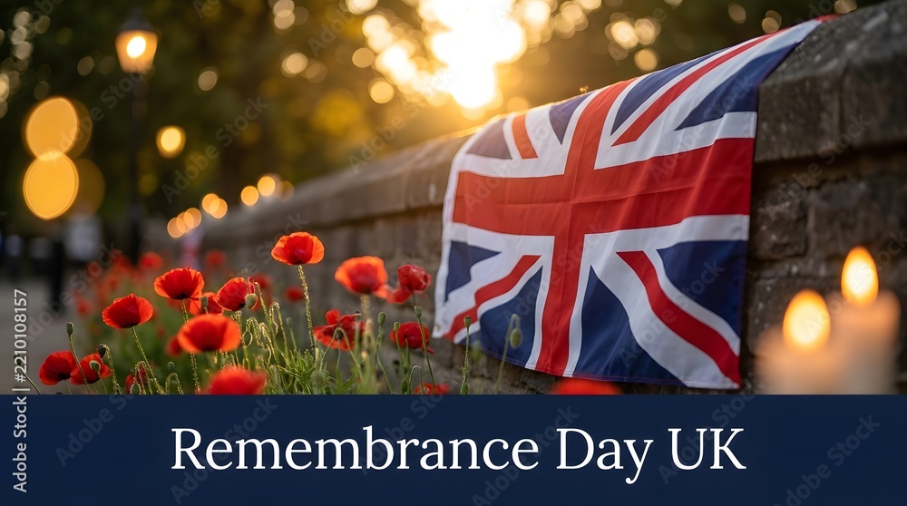 Obraz premium Remembrance day in the uk honoring the fallen reflecting on sacrifice and commemorating veterans with poppies and moments of silence across the