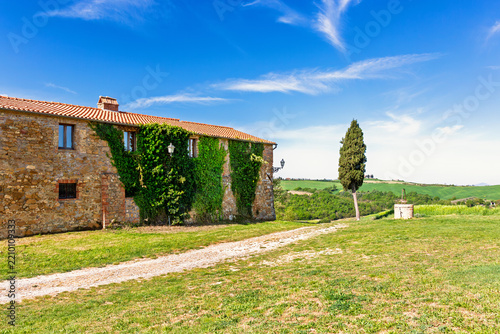 Old stone house on the countryside of Tuscany in Italy