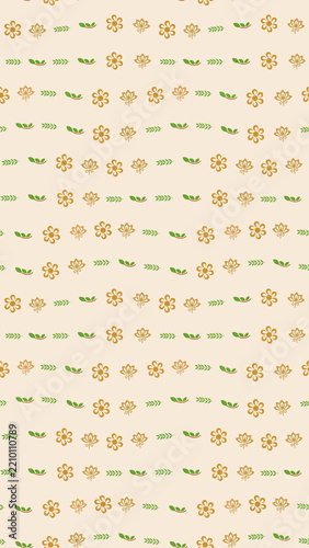 Gold and green floral and leaf pattern