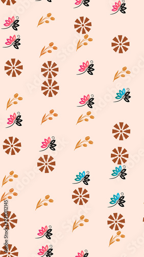 Stylized floral and geometric pattern
