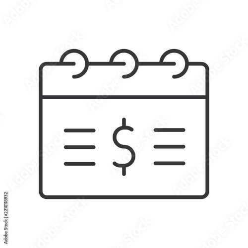 Calendar line icon. Schedule, time, daily, deadline, event, notes, alarm. Editable stroke. Vector illustration