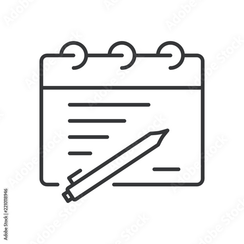 Calendar line icon. Schedule, time, daily, deadline, event, notes, alarm. Editable stroke. Vector illustration