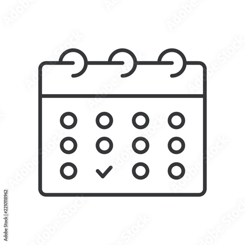 Calendar line icon. Schedule, time, daily, deadline, event, notes, alarm. Editable stroke. Vector illustration