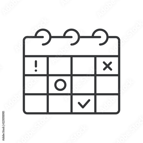 Calendar line icon. Schedule, time, daily, deadline, event, notes, alarm. Editable stroke. Vector illustration