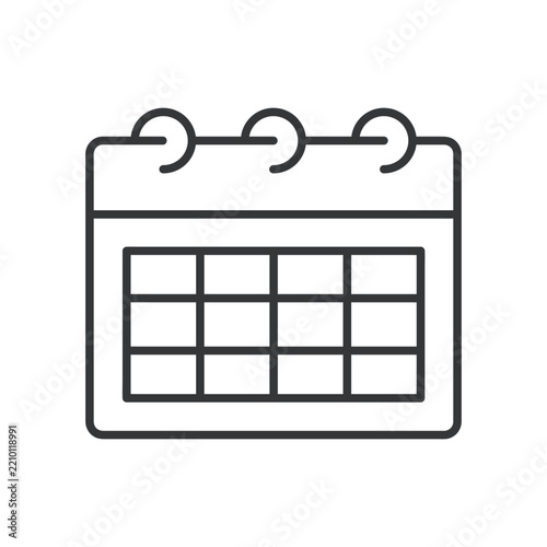 Calendar line icon. Schedule, time, daily, deadline, event, notes, alarm. Editable stroke. Vector illustration