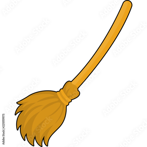Cartoon Illustration of a Witch Broom