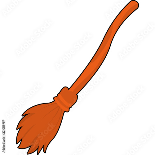 Cartoon Illustration of a Witch Broom