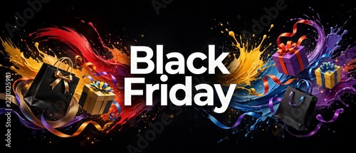 Colorful Black Friday Gift Shopping Promotional Banner