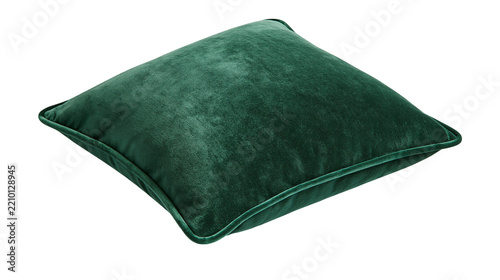 Dark emerald green velvet square throw pillow with piped edges