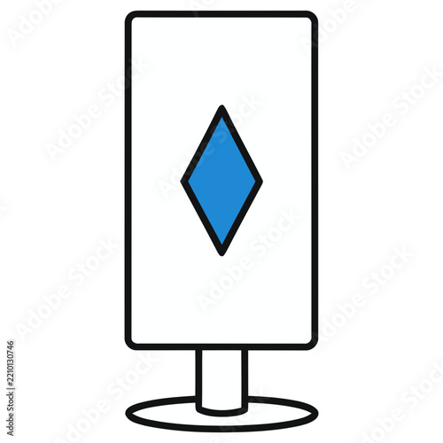 Vector illustration of a screen with a blue diamond