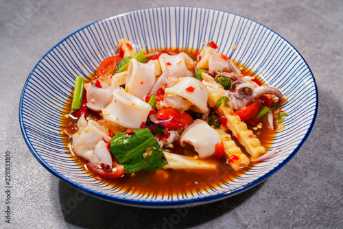 assorted thai food in flat lay composition