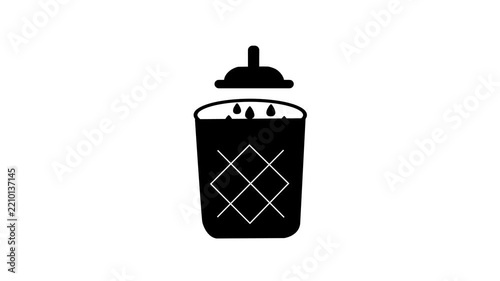 Animated Bucket Water Drops Hygiene Icon Motion Graphic Element for Cleaning Washing Sanitation UI UX Design on White Background