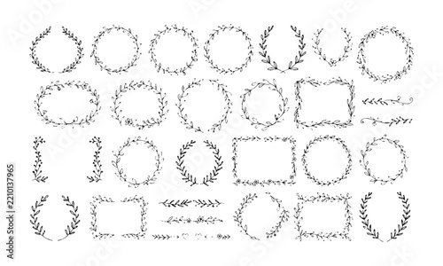 Floral Wreath Botanical Border and Ornament Collection.