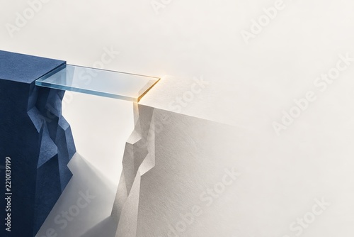 Clear Glass Bridge between Two Cliffs