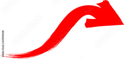 Red brush stroke arrow isolated on transparent background