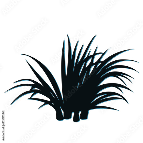 Blue Abstract Grass Leaf Illustration on Transparent Background