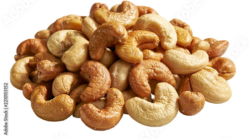 Roasted salted cashew nuts heap