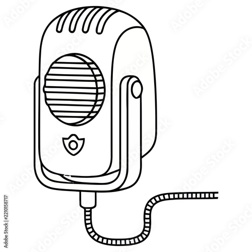 Retro Microphone Line Art