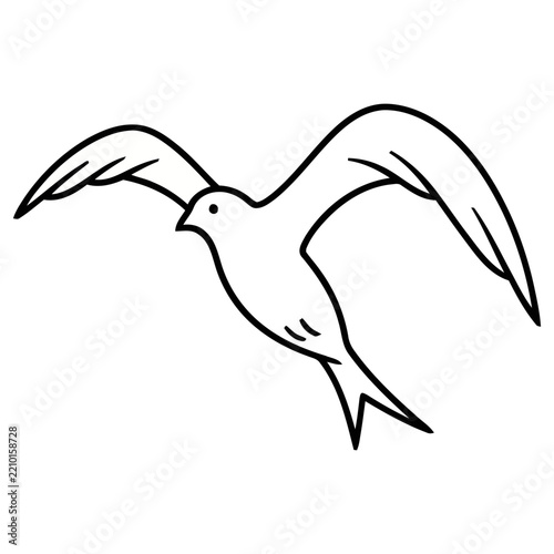 Simple Line Art of a Bird in Flight