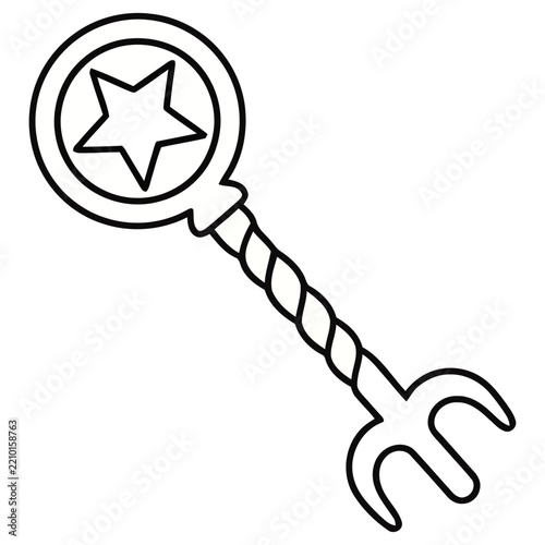 Star and trident magic wand illustration