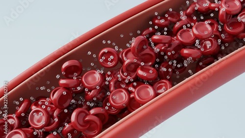 High Blood Sugar and Glucose in Bloodstream, Diabetes Concept 3D animation