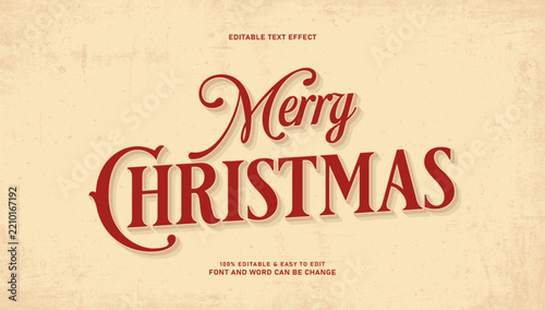 Merry Christmas Vintage Text Effect Editable 3D Font Style