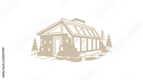 Minimalist Greenhouse Building Illustration