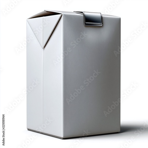 Modern simplicity of a white carton showcasing minimalist design for beverages or packaging in a clean setting