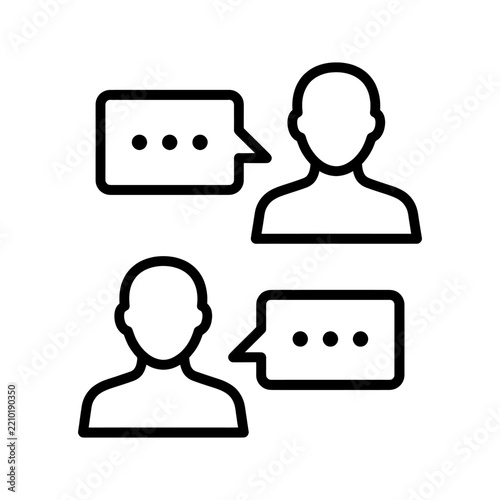Communication icon, two people talking with speech bubbles, dialogue and conversation symbol