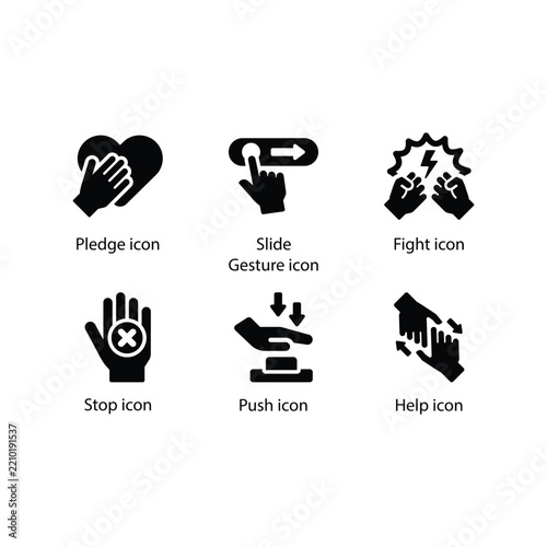 Pledge, Slide Gesture, Fight, Stop, Push, Help, icon