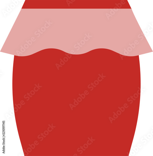 Red skirt clothing apparel item EPS vector illustration featuring a fashion garment and stylish feminine wear icon graphic design
