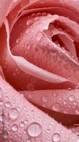 Slow Motion Extreme Close Up of a Delicate Pink Rose Bud Blooming and Opening Its Beautiful Petals
