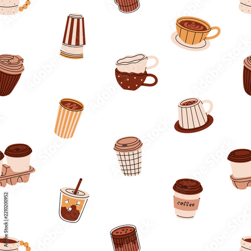 Coffee themed seamless pattern