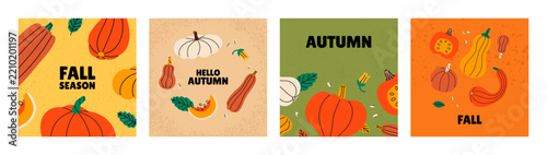 Autumn themed flat vector illustrations