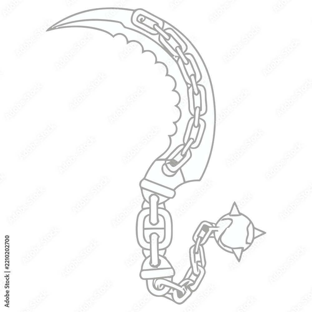 Fototapeta premium Kusarigama weapon outline