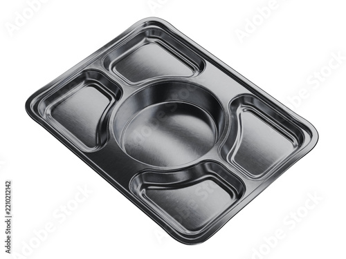 Ompreng Lunch Box Container Stainless Steel Round Center 5 Compartment 3D Render Top Perspective