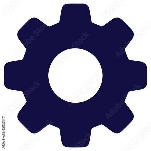 Minimalist gear icon representing settings and configuration for