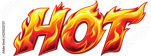 Fiery glossy hot lettering performing promotional display with flame