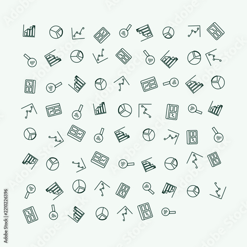 Pattern of business analytics and financial chart line icons in a seamless layout