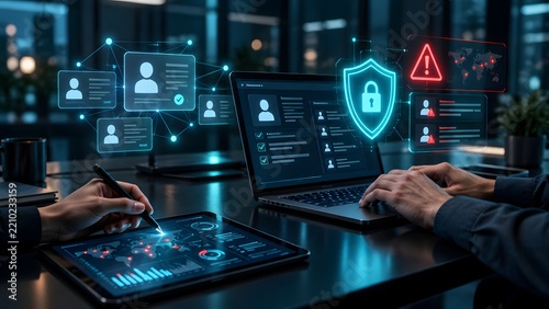 HR Management And Recruitment Analytics Dashboard With Security Shield