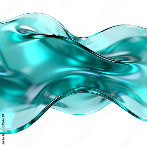 [Transparent Background PNG]Glossy Turquoise Abstract Fluid Wave Shape
