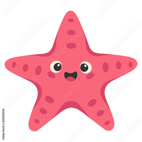 Cute Pink Starfish Hand Drawn Sea Life Illustration
