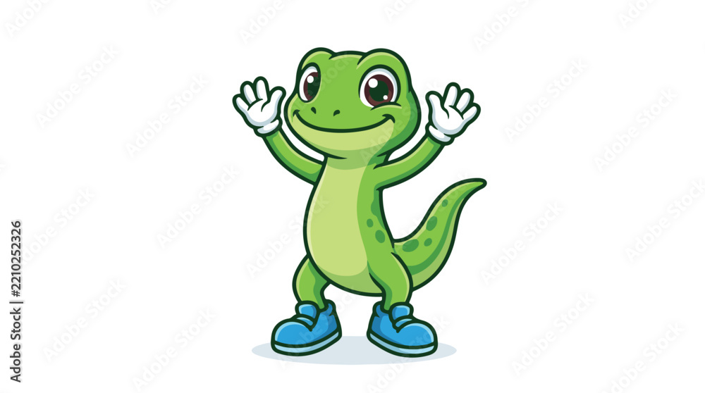 Obraz premium Green_lizard_dancing_with_smile_202607150656