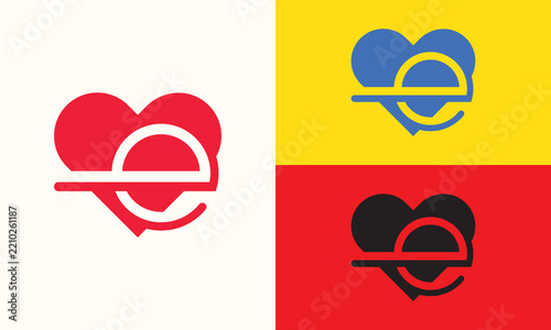 Modern Minimalist Letter E And Heart Vector Logo