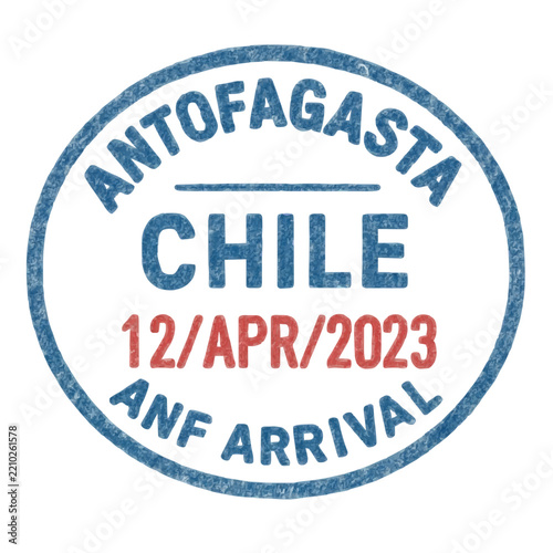Round antofagasta chile arrival rubber stamp ink seal with date