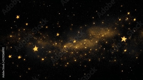 Golden Starry Night Sky Background Illustration