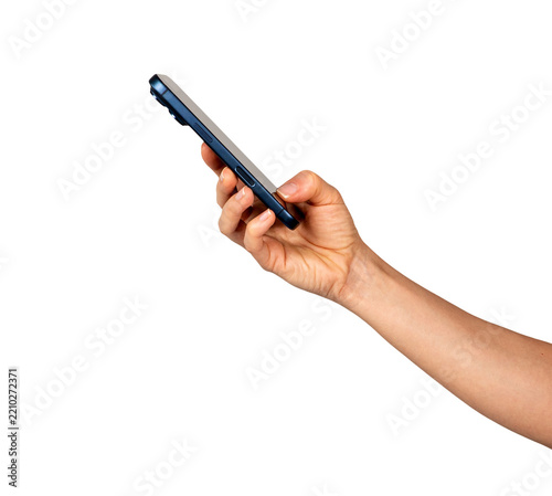 Female hand using smartphone for mobile payment or scanning QR code