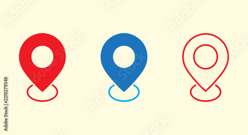 Minimalist map location pin pointer icon set vector design for gps navigation. geolocation marker and travel destination symbols for mobile app, website, infographic, interface.