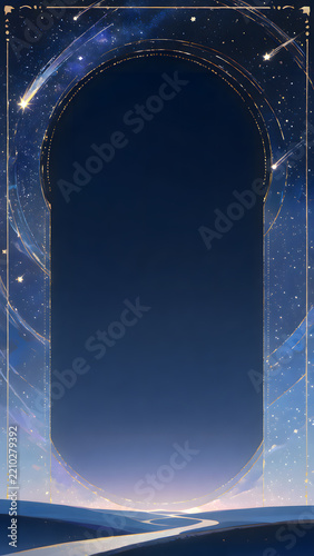 Obraz na płótnie 星降る夜空を縦に切り取った星空の枠、静かで夢のある幻想感、スマホ壁紙やSNS投稿向け